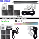 10/14/18 in 1 Led Car Ambient Lights 213 64 Color RGB Symphony Streamer Bluetooth Rainbow Acrylic Strips Atmosphere Lamp Kit 12V